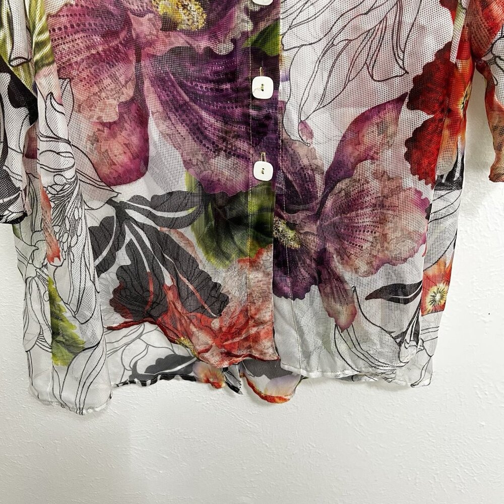 Ic Collection Floral Button-Down Blouse - image 4